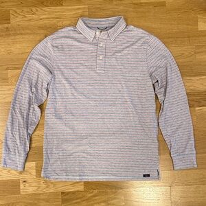 Faherty Blue and Red Striped Button Down Shirt